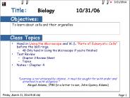 Hand in Using the Microscope and W.S. 