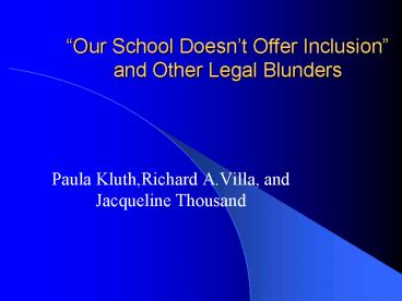 Our School Doesnt Offer Inclusion and Other Legal Blunders