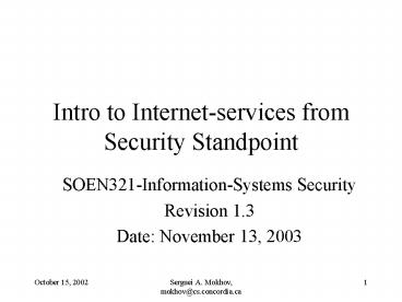 Intro to Internet-services from Security Standpoint