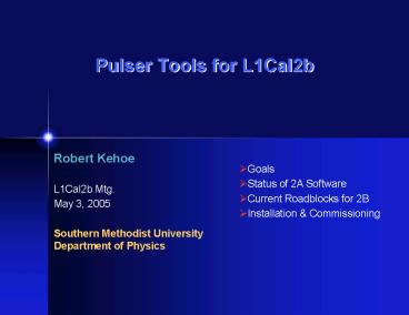 Pulser Tools for L1Cal2b