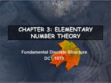 CHAPTER 3: ELEMENTARY NUMBER THEORY