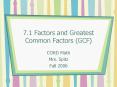 7.1 Factors and Greatest Common Factors (GCF) PowerPoint PPT Presentation