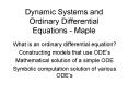 Dynamic Systems and Ordinary Differential Equations Maple PowerPoint PPT Presentation