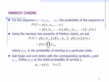 MARKOV CHAINS