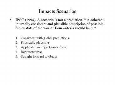 Impacts Scenarios