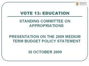 VOTE 13: EDUCATION