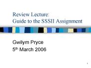 Review Lecture: Guide to the SSSII Assignment