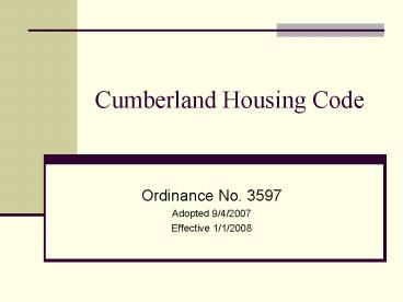 Cumberland Housing Code