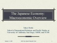 The Japanese Economy: Macroeconomic Overview