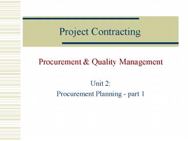 Project Contracting