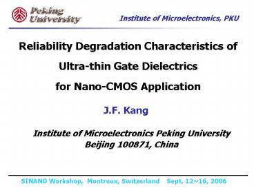 Reliability Degradation Characteristics of