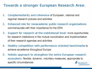 Towards a stronger European Research Area: