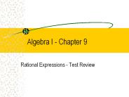 Algebra I - Chapter 9