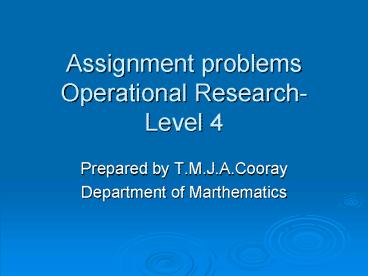 assignment problem example with solution ppt