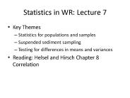 Statistics in WR: Lecture 7