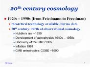 20th century cosmology