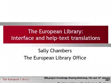 The European Library: Interface and helptext translations