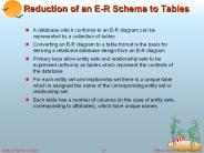 Reduction of an E-R Schema to Tables