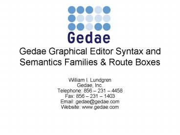 Gedae Graphical Editor Syntax and Semantics Families