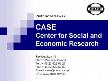 CASE Center for Social and Economic Research