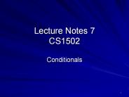 Lecture Notes 7 CS1502