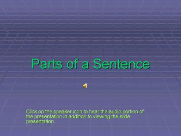 Parts of a Sentence