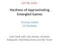 Hardness of Approximating Entangled Games PowerPoint PPT Presentation