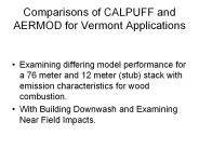 Comparisons of CALPUFF and AERMOD for Vermont Applications