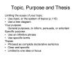 Topic, Purpose and Thesis PowerPoint PPT Presentation