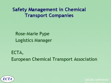 Safety Management in Chemical Transport Companies