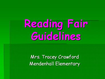 Reading Fair Guidelines