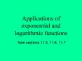 Applications of exponential and logarithmic functions PowerPoint PPT Presentation