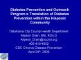 Diabetes Prevention and Outreach Program a Translation of Diabetes Prevention within the Hispanic Co PowerPoint PPT Presentation