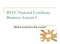 BTEC National Certificate: Business: Lesson 1 PowerPoint PPT Presentation