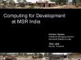 Computing for Development at MSR India PowerPoint PPT Presentation