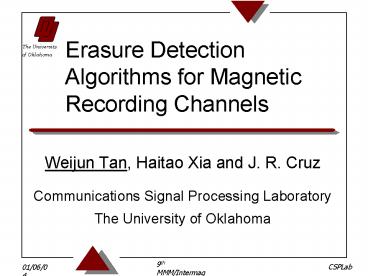 Weijun Tan, Haitao Xia and J' R' Cruz
