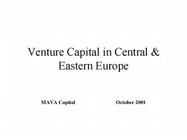 Venture Capital in Central