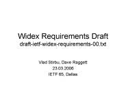 Widex Requirements Draft draft-ietf-widex-requirements-00.txt