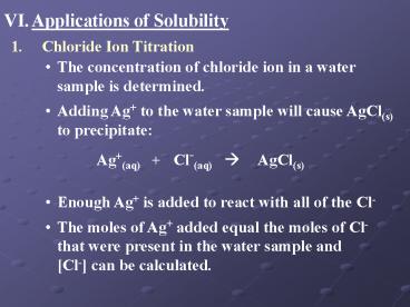 Applications of Solubility
