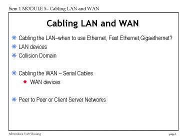 Cabling LAN and WAN