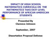 William Kritsonis, Clarence Johnson, Dissertation Proposal