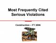 Most Frequently Cited Serious Violations PowerPoint PPT Presentation