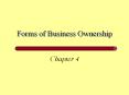 Forms of Business Ownership PowerPoint PPT Presentation