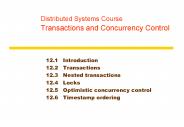 Distributed Systems Course Transactions and Concurrency Control