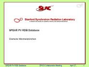 SPEAR PV RDB Database