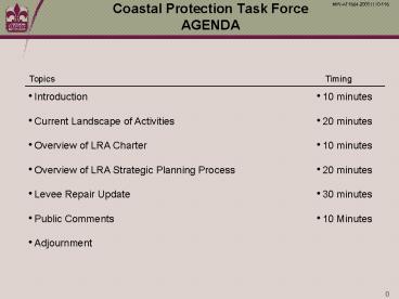Coastal Protection Task Force AGENDA