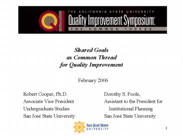 Shared Goals as Common Thread for Quality Improvement