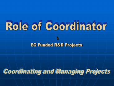 Role of Coordinator