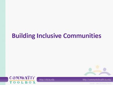 Building Inclusive Communities presentation | free to view