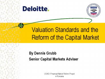 Valuation Standards and the Reform of the Capital Market